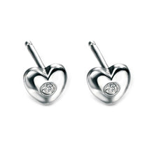 Load image into Gallery viewer, Heart Stud Earrings with Diamond
