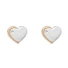 Load image into Gallery viewer, Rose Edge Heart Stud Earrings with Diamond
