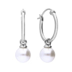 Assembled Hoop Earrings With Shell Pearl in Silver E6300