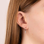 Assembled Hoop Earrings With Four Claw Solitaire Diamonfire Zirconia Drop E6306