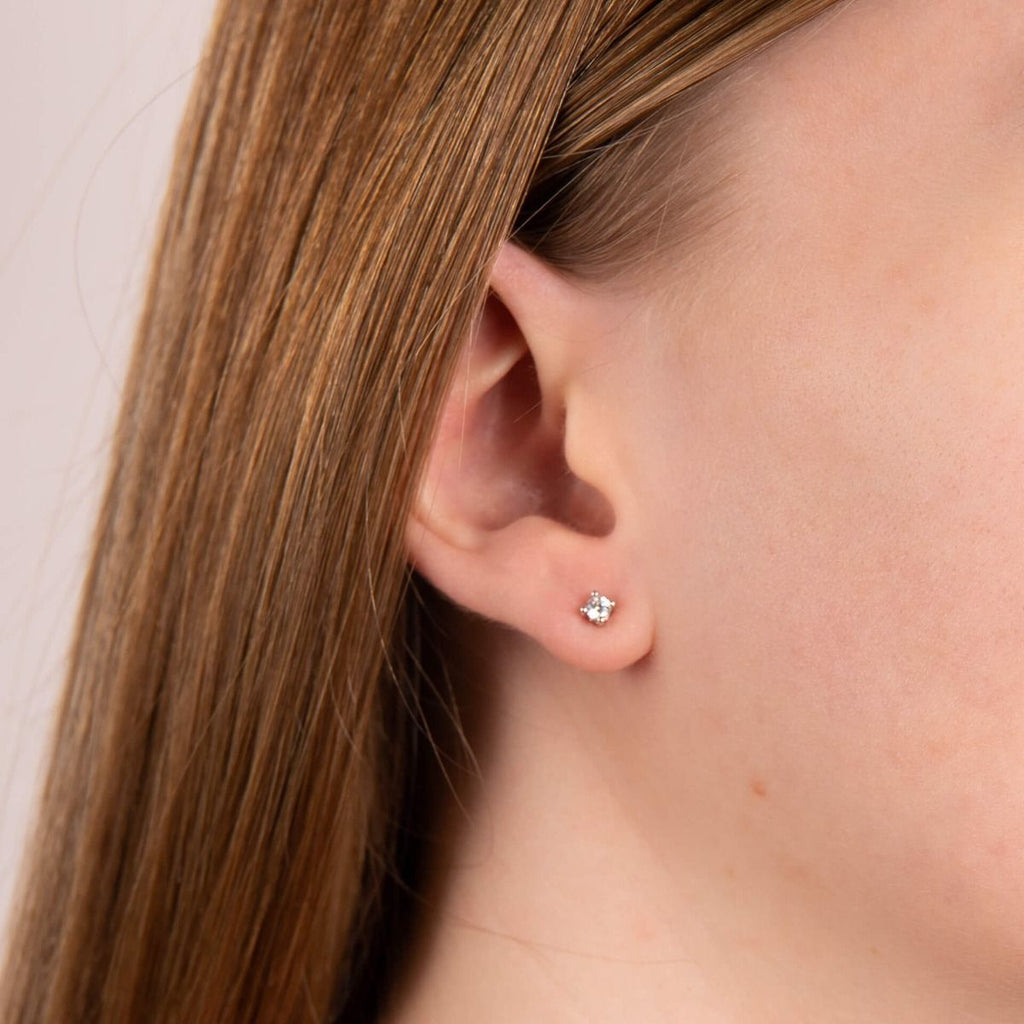 3mm Four Claw Solitaire Diamonfire Zirconia Stud Earrings