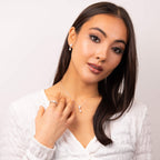 Diamonfire Shell Pearl and Zirconia Trilogy Ring