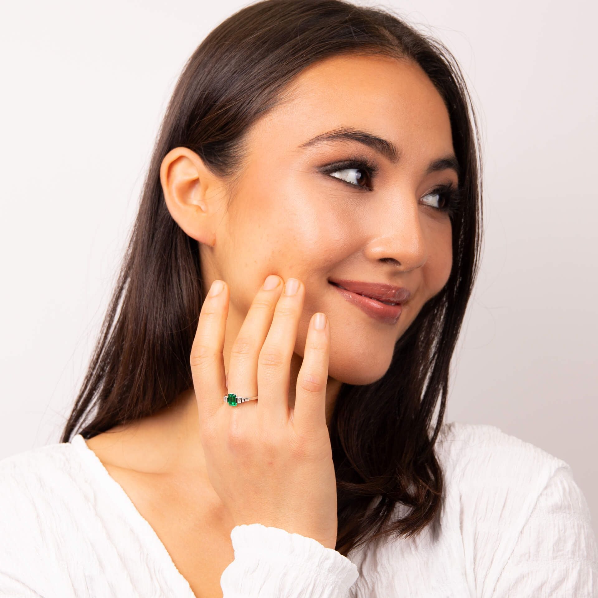 Diamonfire Green Emerald Cut Zirconia Ring