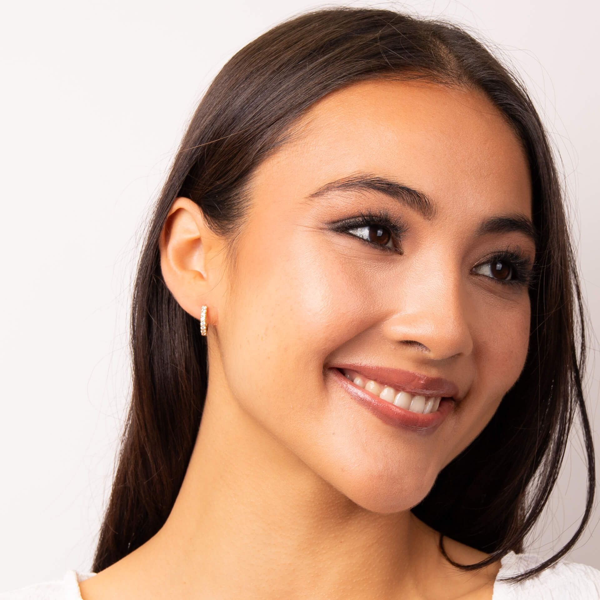 Diamonfire Claw Set Gold Plated Zirconia Hoop Earrings