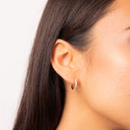 Diamonfire Claw Set Gold Plated Zirconia Hoop Earrings