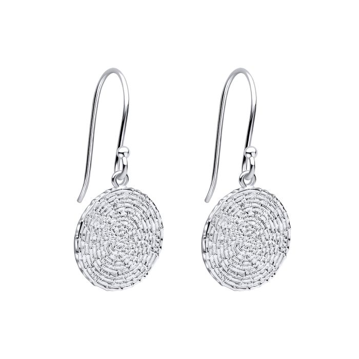 Ripple Texture Round Disc Drop Earrings