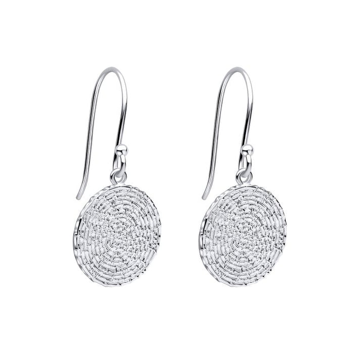 Ripple Texture Round Disc Drop Earrings