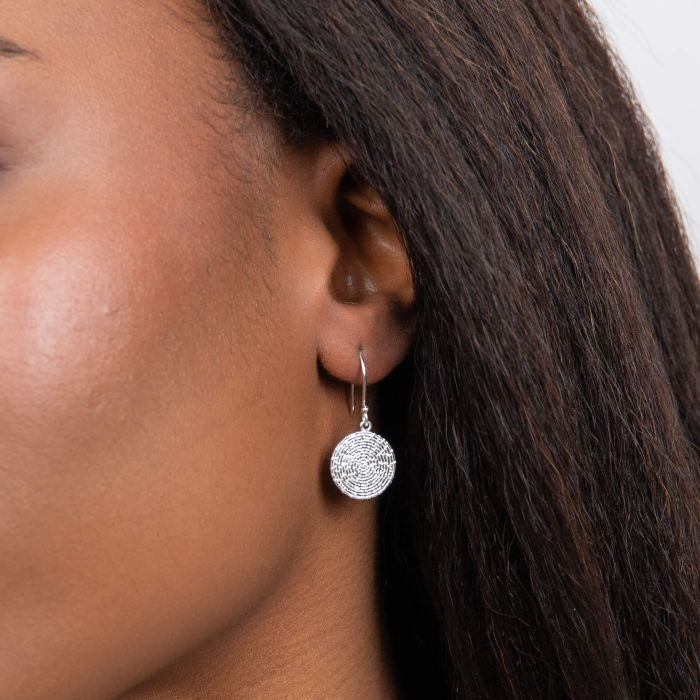 Ripple Texture Round Disc Drop Earrings