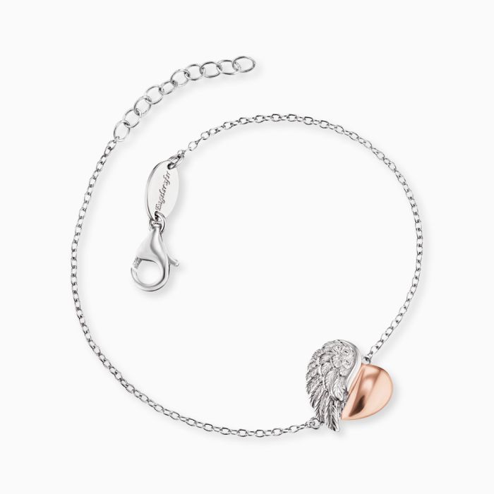Silver and Rose Heart-wing Bracelet