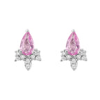 9ct White Gold Pink Sapphire Teardrop Stud Earrings with Diamond