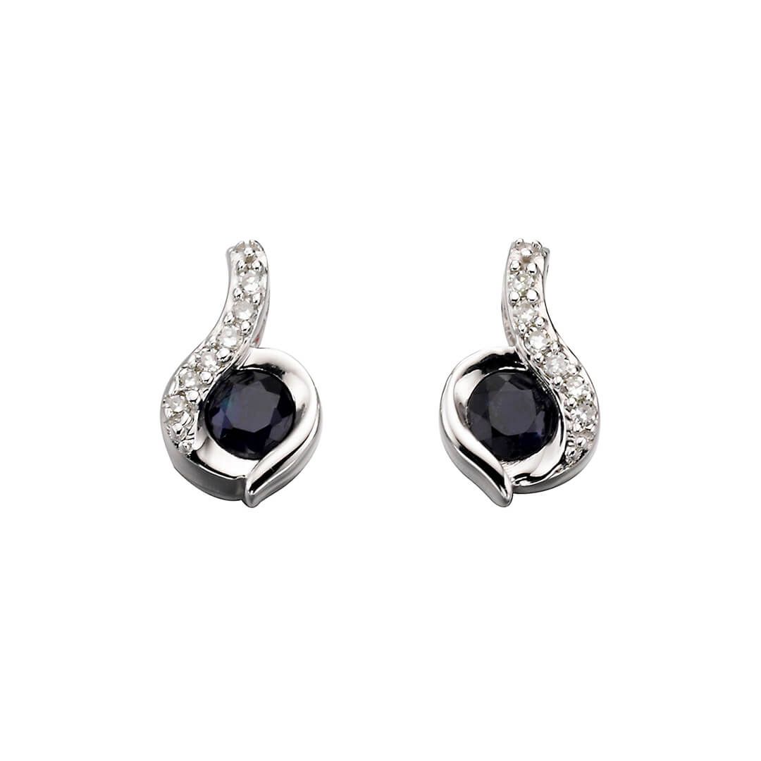 9ct White Gold Sapphire & Diamond Earrings