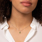 9ct White Gold Trillion Peridot Pendant With White Topaz