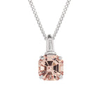 Asscher Cut Morganite Pendant with Diamond Bale in 9ct Gold