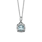 9ct White Gold Diamond & Aquamarine Pendant