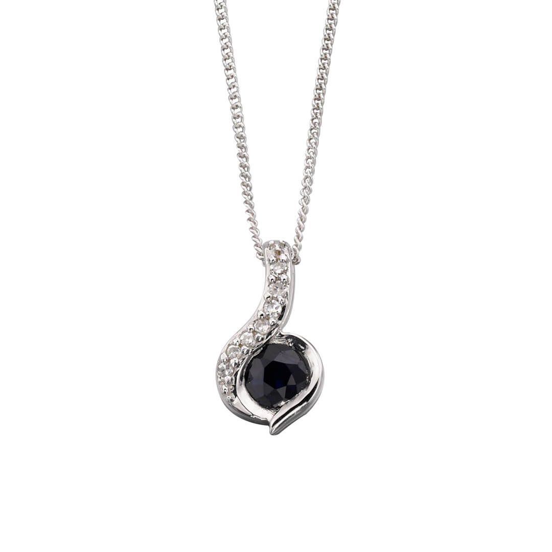 9ct White Gold Sapphire & Diamond Necklace
