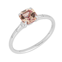 Load image into Gallery viewer, Asscher Cut Morganite Ring with Diamond Shoulders in 9ct Gold
