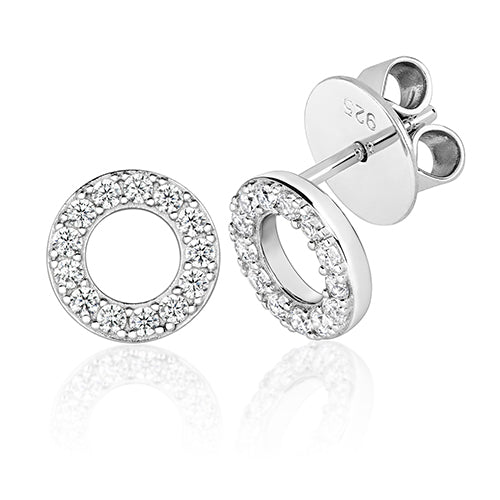 Small circle thread & grain set silhouette studs