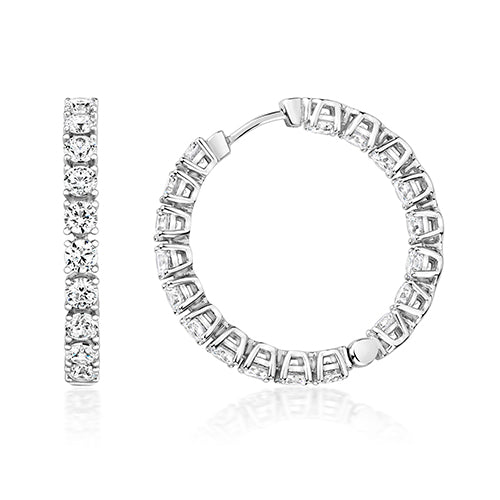Full claw set round hoop earrings with 3mm stones