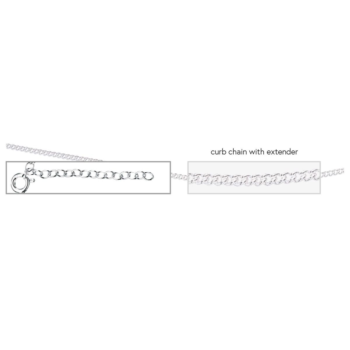 Silver Curb Chain With Extender 56cm-61cm