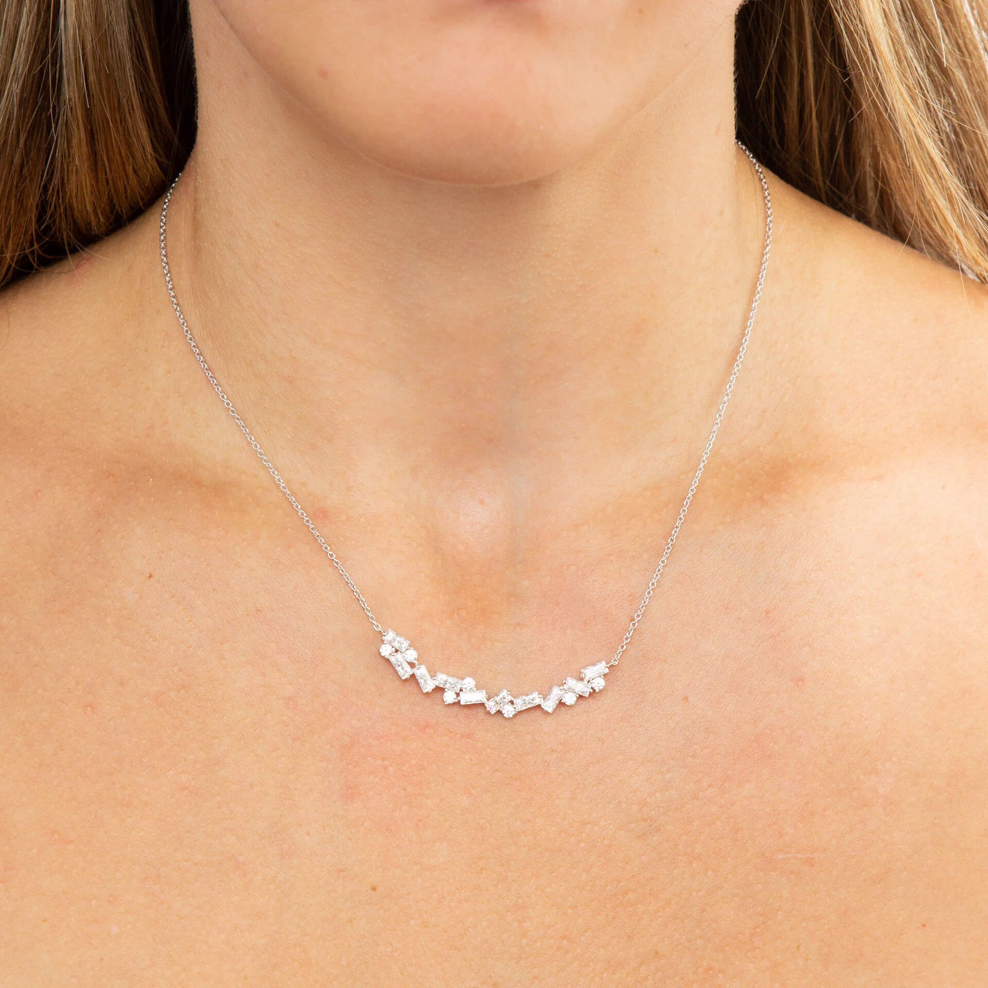 Diamonfire Baguette Zirconia Scatter Necklace