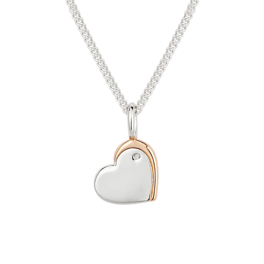 Rose Edge Heart Necklace with Diamond
