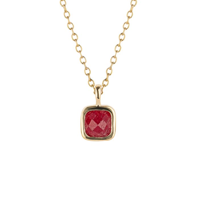 Semi-Precious Birthstone Necklace with Diamond Tag