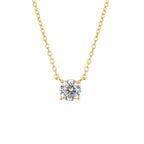 Gold Four Claw Solitaire Diamonfire Zirconia Necklace N4554
