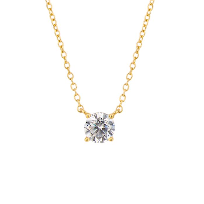 Gold Four Claw Solitaire Diamonfire Zirconia Necklace N4554