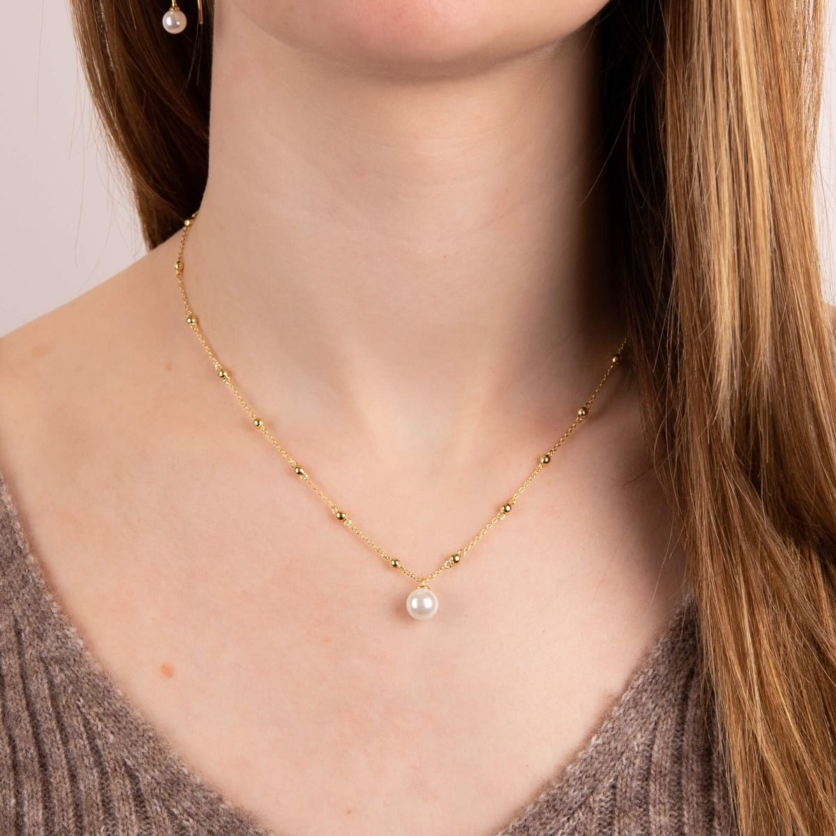 Trace Chain Necklace With Shell Pearl