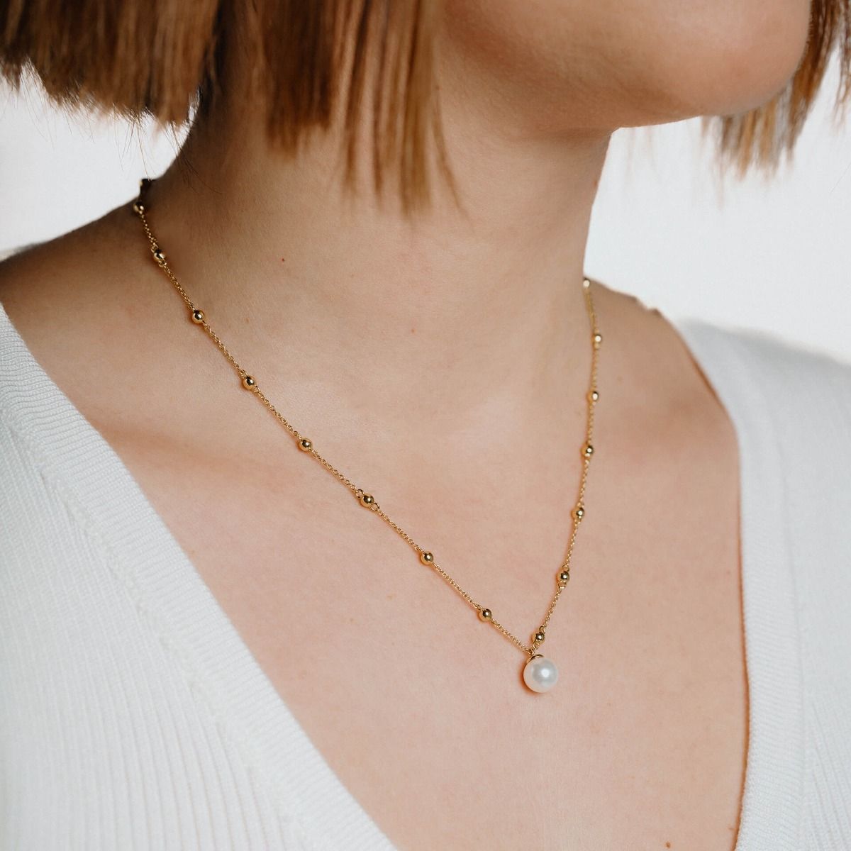 Trace Chain Necklace With Shell Pearl
