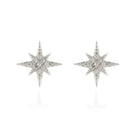 North Star Stud Earrings Plated in Rhodium