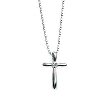 Load image into Gallery viewer, Rounded Profile Cross Pendant With Diamond
