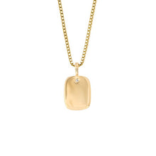 Load image into Gallery viewer, Gold Plated Rectangular Tag Pendant with Diamond
