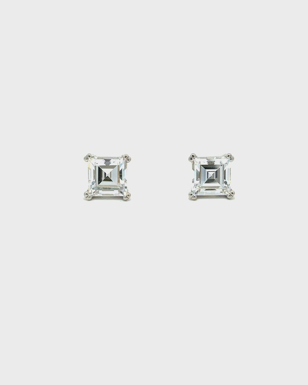 Twin claw 4 claw 6mm Asscher cut stud Earrings
