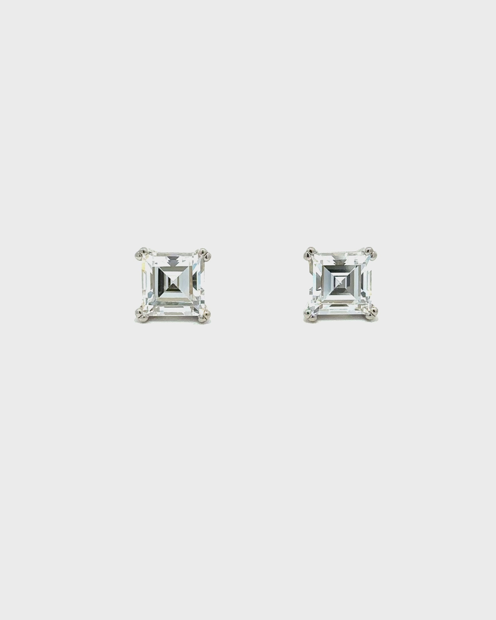 Twin claw 4 claw 6mm Asscher cut stud Earrings
