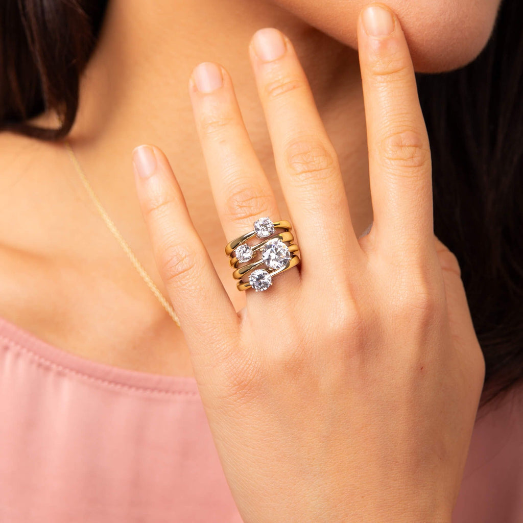 Diamonfire Gold Plated Four Claw 2.00ct Ring