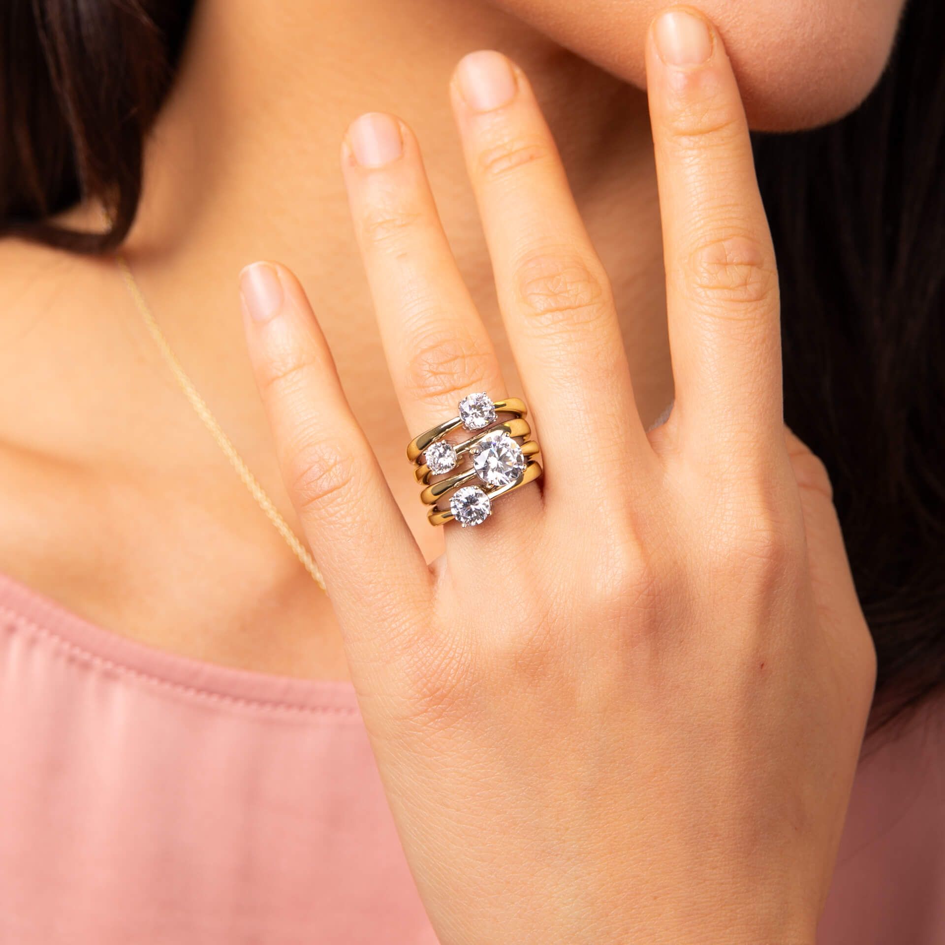 Diamonfire Gold Plated Four Claw 2.00ct Ring