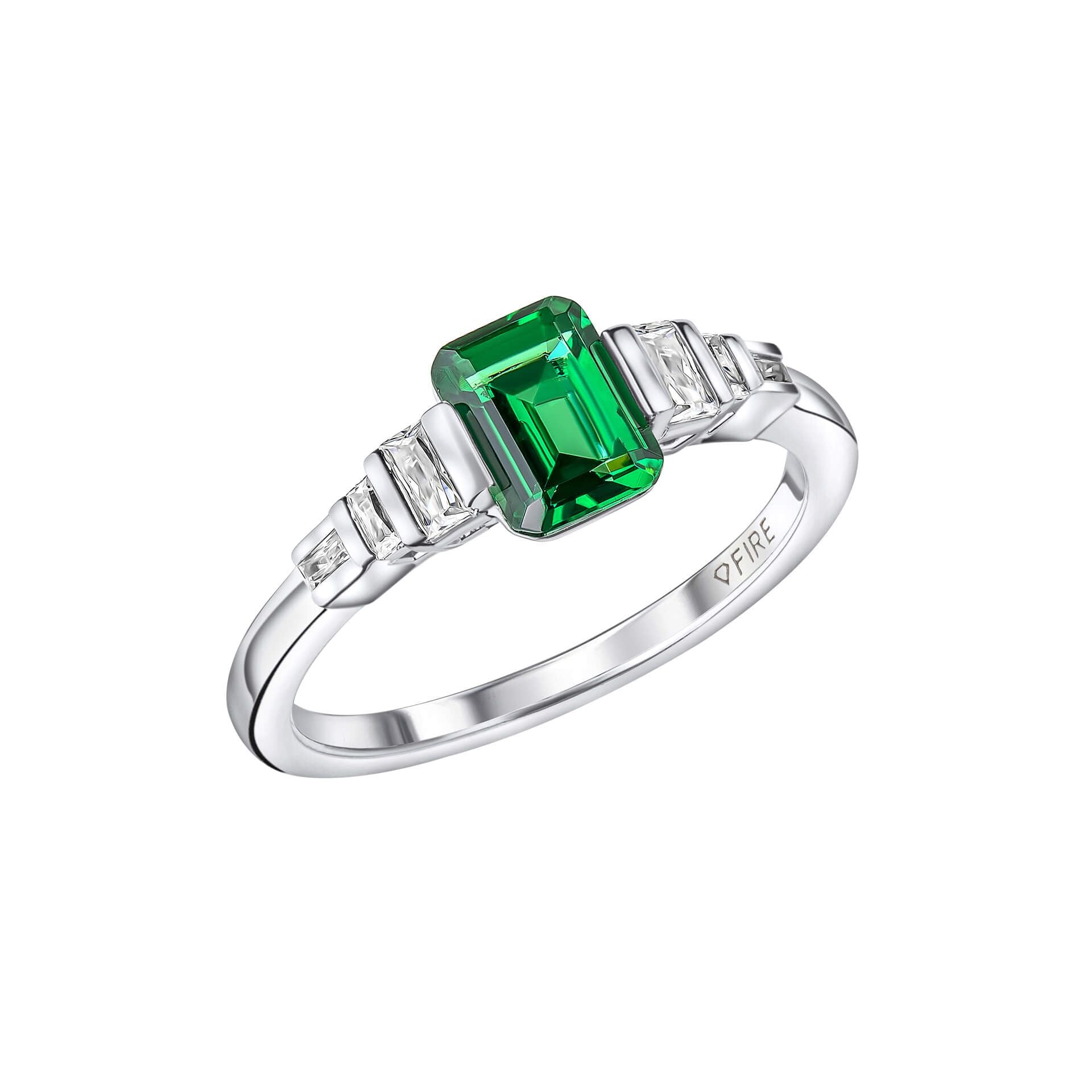 Diamonfire Green Emerald Cut Zirconia Ring