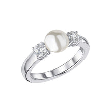 Load image into Gallery viewer, Diamonfire Shell Pearl and Zirconia Trilogy Ring
