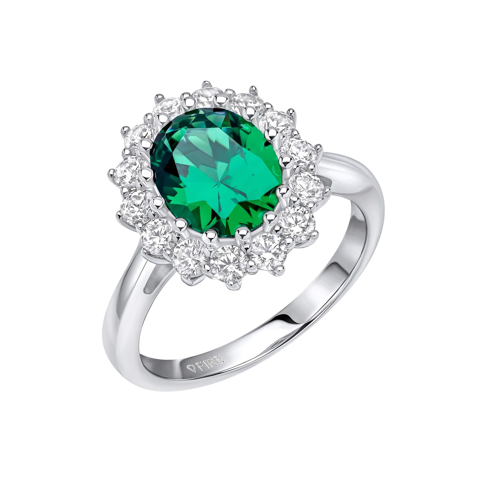 Diamonfire Emerald Oval Cluster Ring