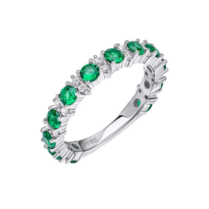 Diamonfire Two Tone Green Zirconia 3/4 Eternity Ring