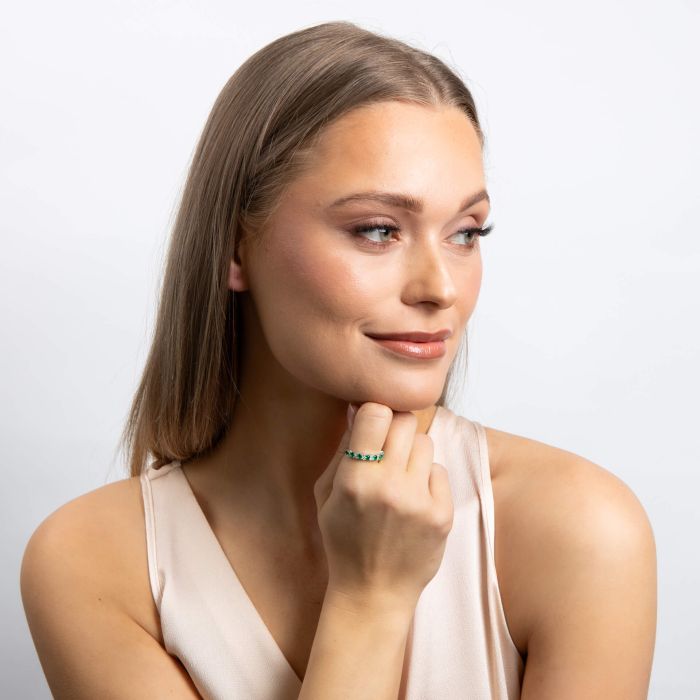 Diamonfire Two Tone Green Zirconia 3/4 Eternity Ring