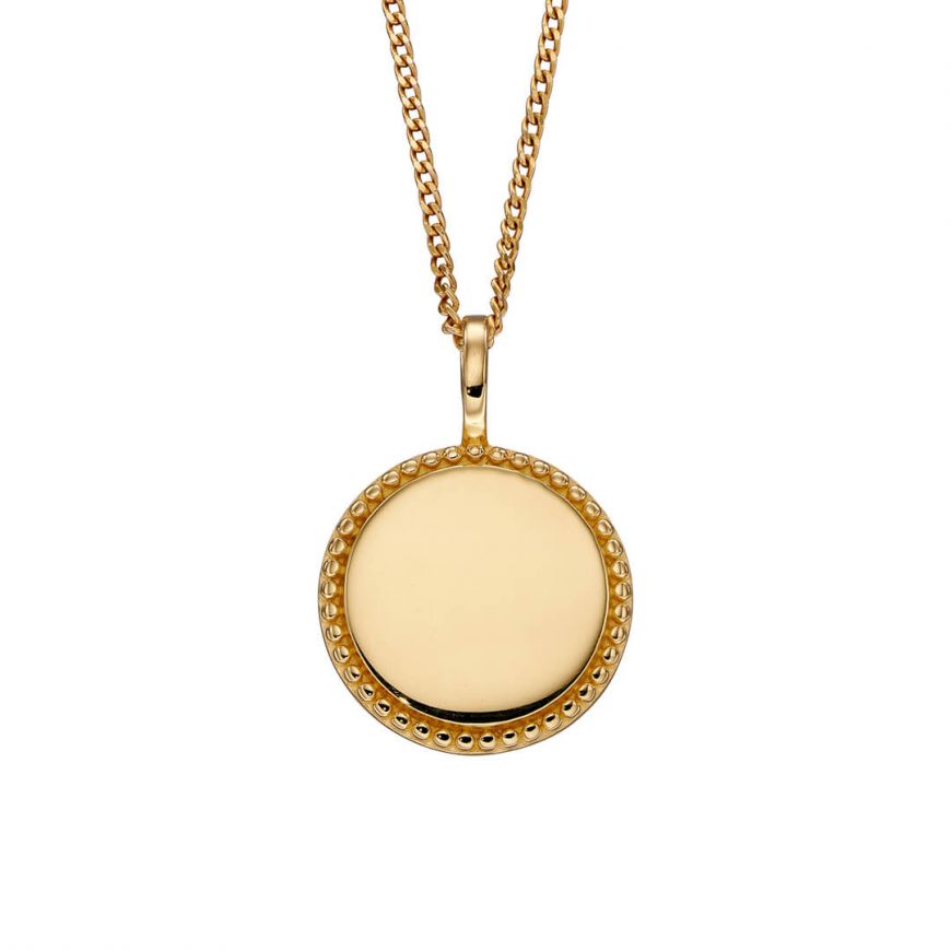 Yellow Gold Plated Engravable Disc With Millegrain Edge P5001