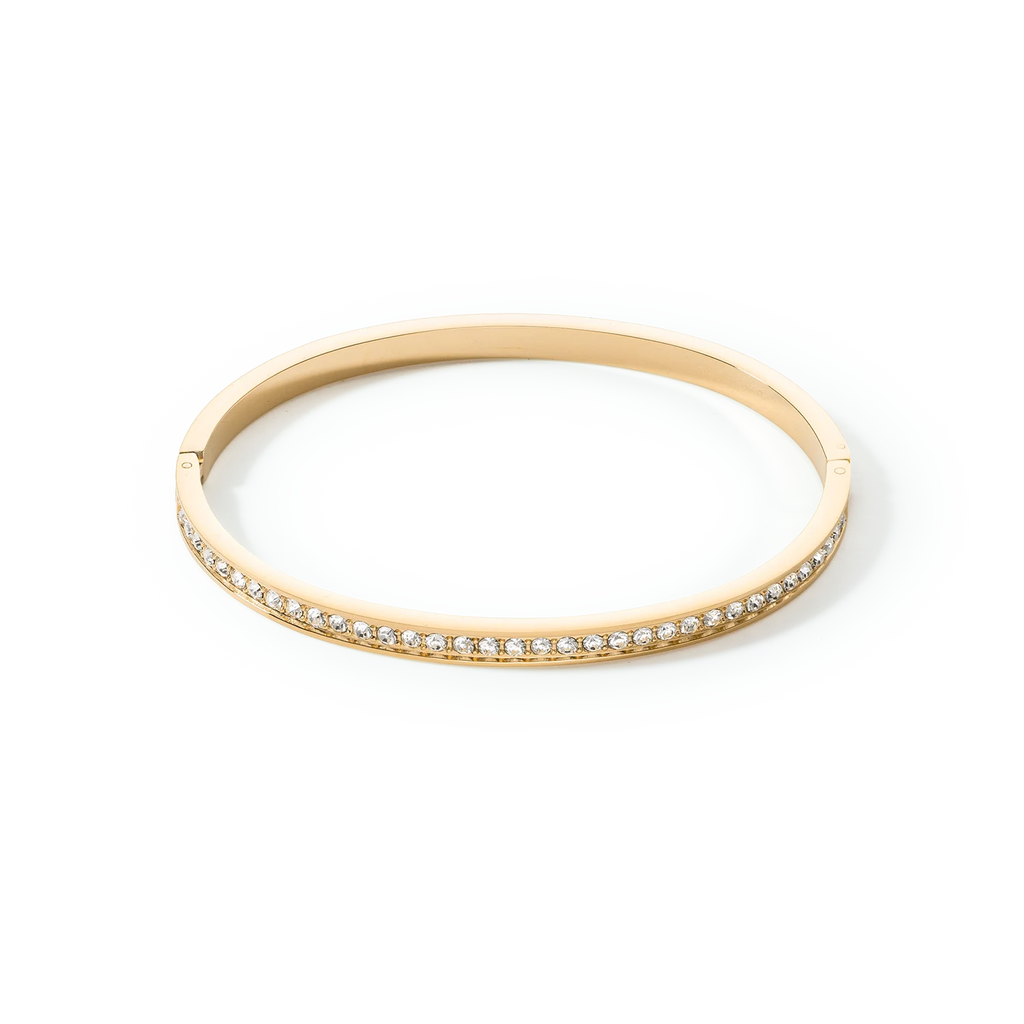 Bangle stainless steel & crystals gold crystal