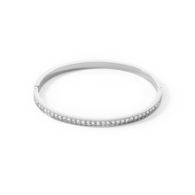 Load image into Gallery viewer, Bangle stainless steel &amp; crystals silver crystal
