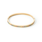 Bangle stainless steel & crystals gold multicolour pastel