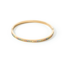 Load image into Gallery viewer, Bangle stainless steel &amp; crystals gold multicolour pastel

