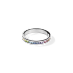 Ring stainless steel & crystals pavé multicolour pastel