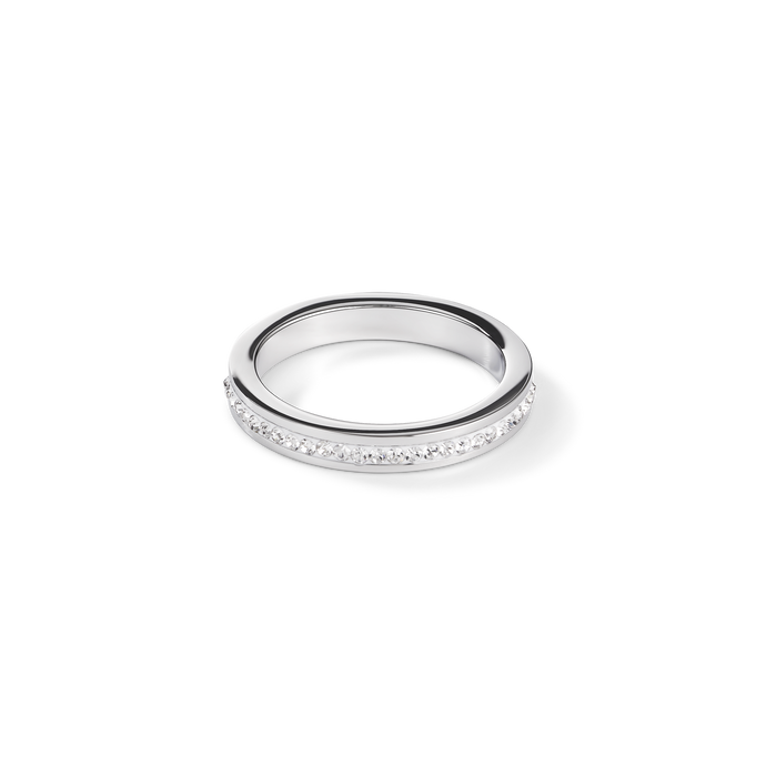 Ring stainless steel silver & crystals pavé crystal
