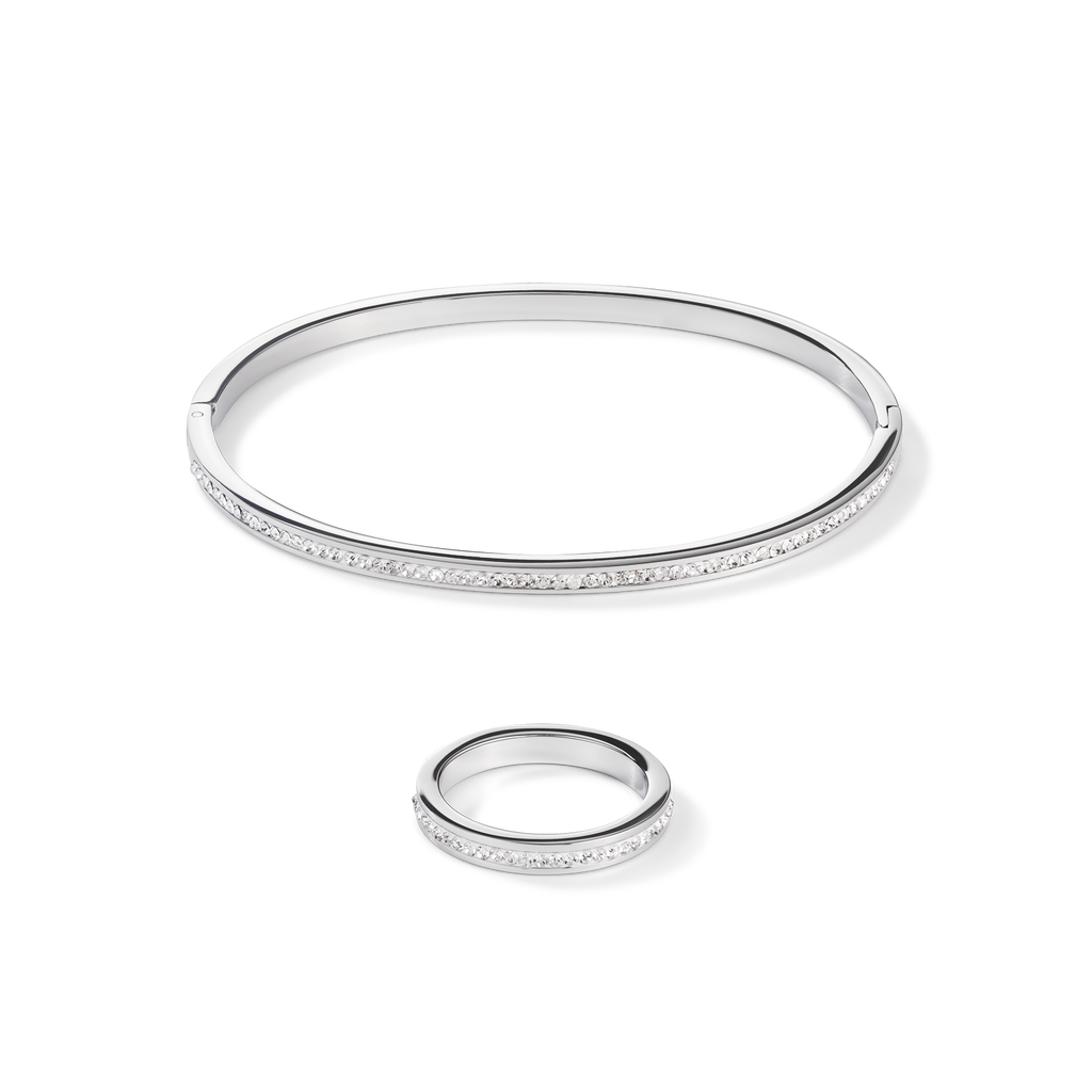 Ring stainless steel silver & crystals pavé crystal